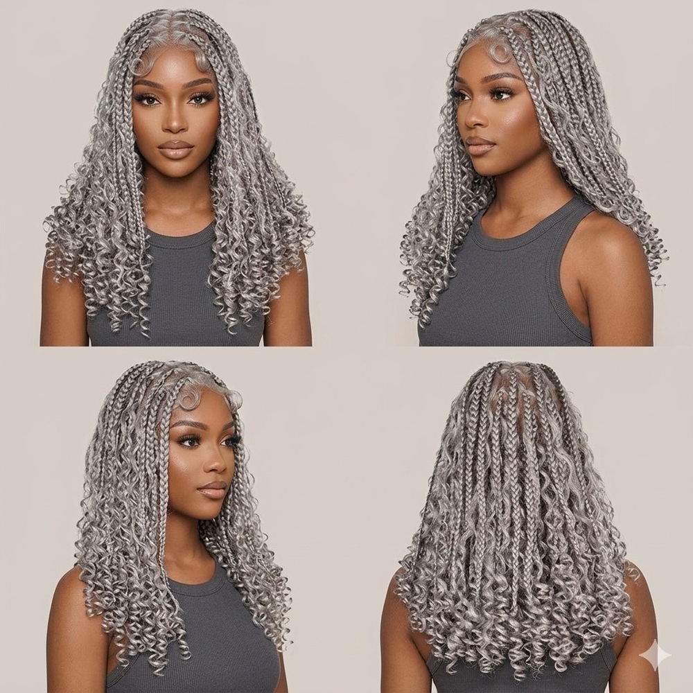 Grey Braided Wig 16 inch - Picture 3 of 3